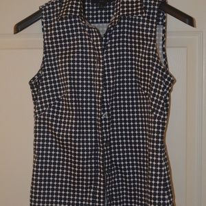 Banana Republic Navy and White Sleeveless Top
